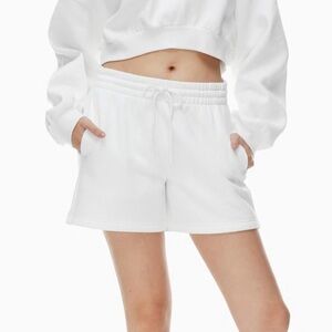 Aritzia TNA Cozy Fleece Boyfriend Sweatshort 5” White